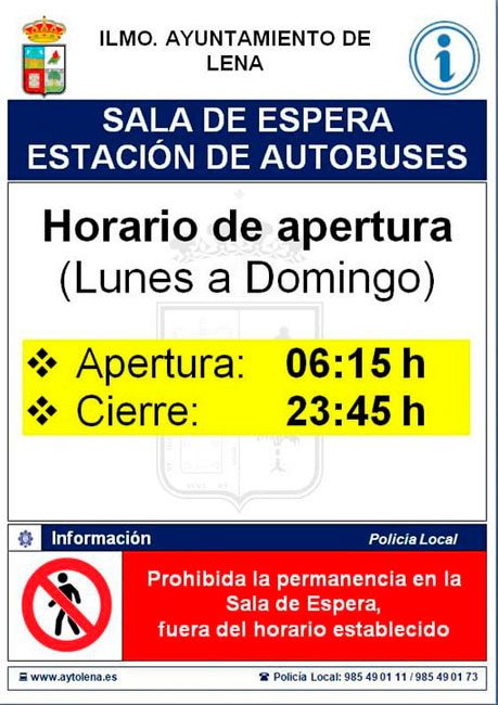 Horario de apertura de la Estación de Autobús de La Pola