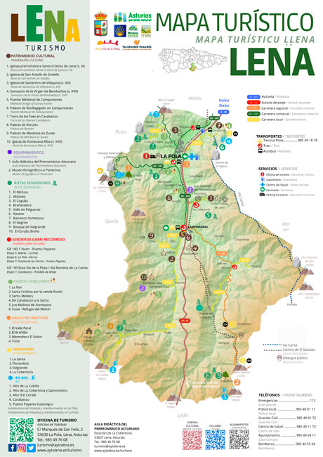 Lena edita un mapa turístico que invita a realizar un recorrido por sus rutas y patrimonio