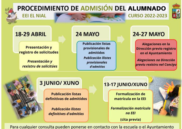 Abre el plazo de matrículas para el curso 2022-23 en la Escuela Infantil "El Nial", en La Pola